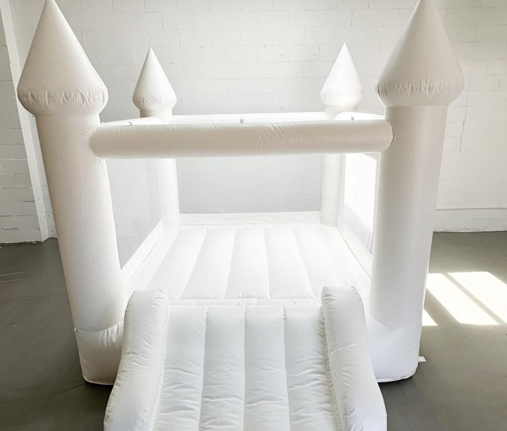 8x8 white medium sized bouncer with slide
